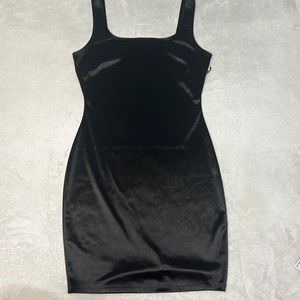 Iris Black Satin body con dress